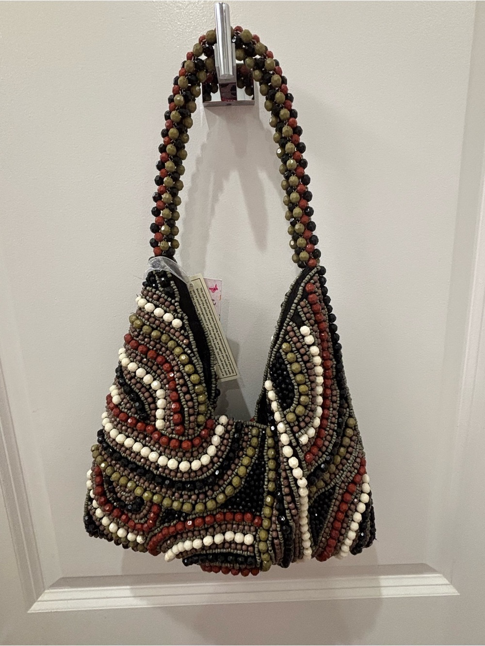 NWT Made in India Beaded Multicolor retro Hobo Bag - Picture 2 of 7